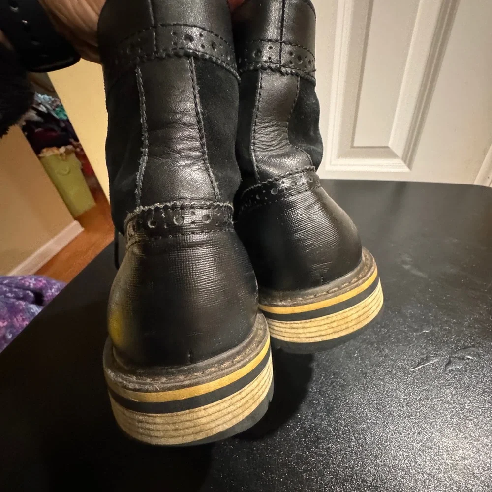 1901 dress boots lace-up black leather suede wingtip ankle boot size 10